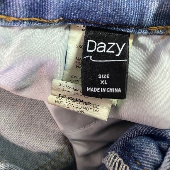 DAZY Jeans Wide Leg Baggy Fit High Rise Cuffed Denim Medium Wash Womens XL Blue - Picture 4 of 12